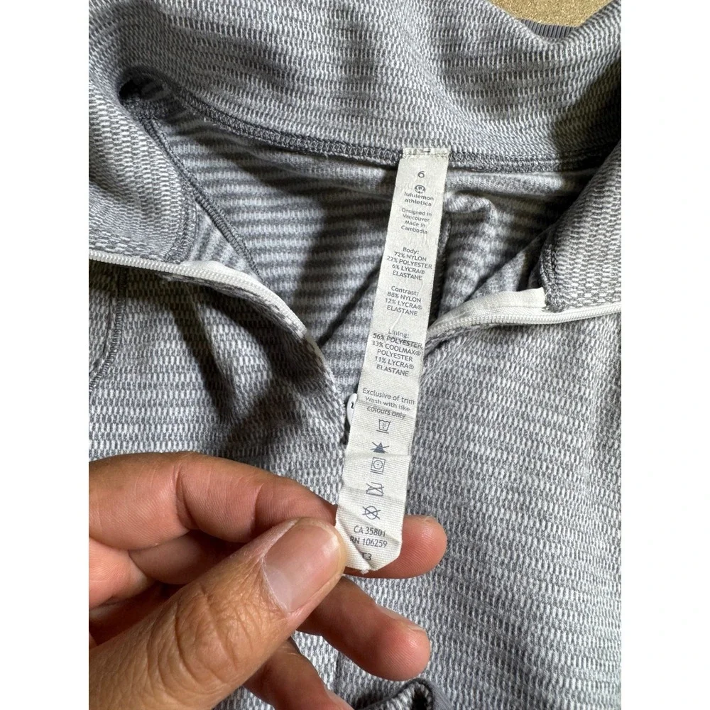 Lululemon Rest Less 1/4 Zip Pullover‎ Grey Space Dye Running Top Size 6